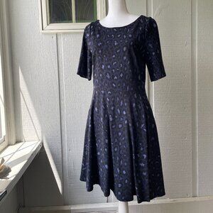 Kate Spade Blue Leopard Ponte Dress, Size L